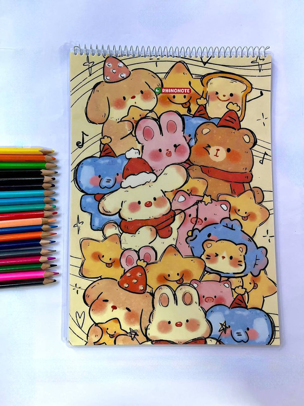 دفتر نقاشی خرس کوچولو 📁۴۰ برگ🔖 a4 پشت وایت برد 🖍️
